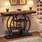 Modern 41-inch Circular Base Foyer Entryway Table with Black Wood Finish Shelves-3