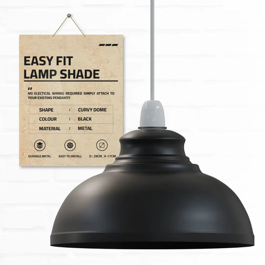 Black Metal Retro Ceiling Pendant Light Shade Easy Fit Lampshade ~6158-3