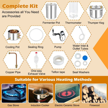 10 Gallon Stainless Steel Alcohol Still Fermenting / Distilling Kit-4