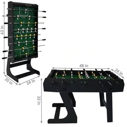 Black Foldable Space Saving 48-in. Foosball Table w/ Score Counters and 2 Balls-4