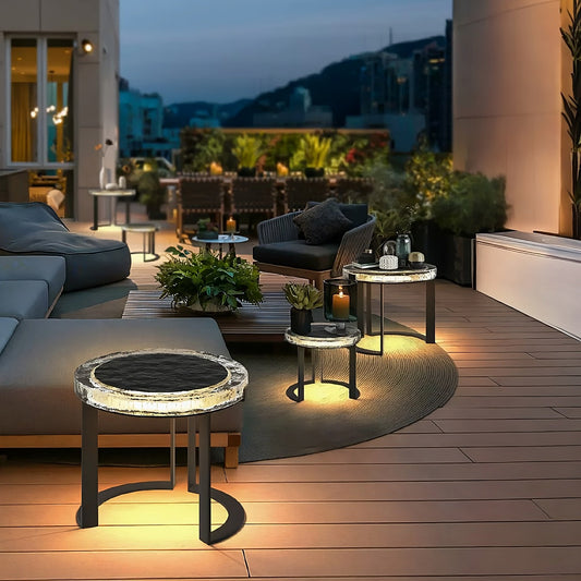Acsendia Outdoor Solar Power LED Garden Table