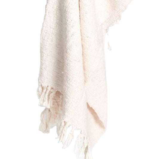 Textured Oxford Throw Blanket Cream