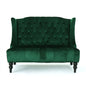 Tufted High Winged Back Velvet Loveseat