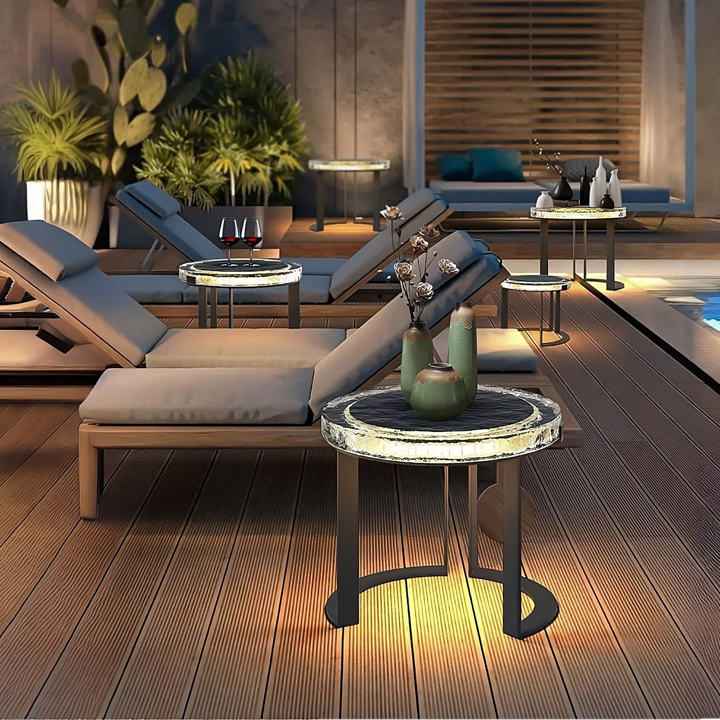 Acsendia Outdoor Solar Power LED Garden Table