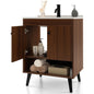 Mid-Century Modern Bathroom Vanity in Walnut Wood Finish with Sink-0