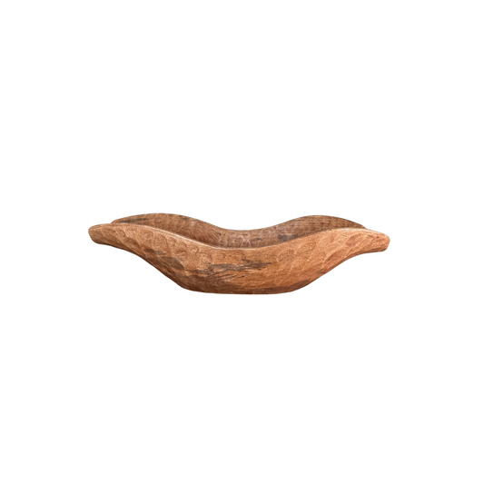 Ascendia Hand-Carved Wooden Bowl – Rustic Décor Accent