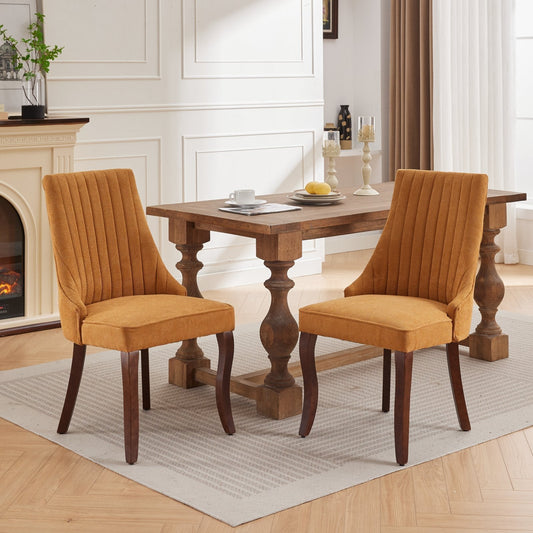 Ascendia Set of 2 Rayon Cloth Flocking Linen Dining Chairs