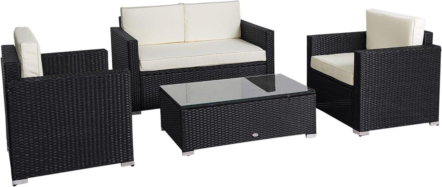 White Wicker 4-Piece Patio Sectional Sofa Set